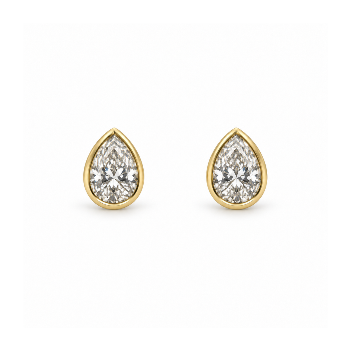 Pear Cut Bezel Set Lab-Grown Diamond Studs