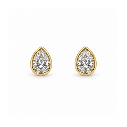 Pear Cut Bezel Set Lab-Grown Diamond Studs