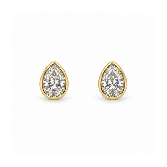 Pear Cut Bezel Set Lab-Grown Diamond Studs