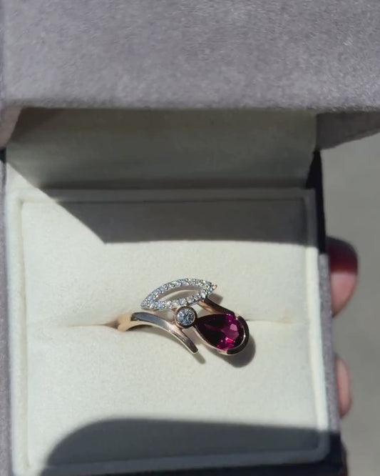 Maribella Rhodolite Garnet and Diamond Ring