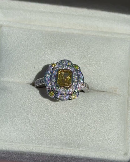 Rose Fancy Intense Yellow Diamond Ring