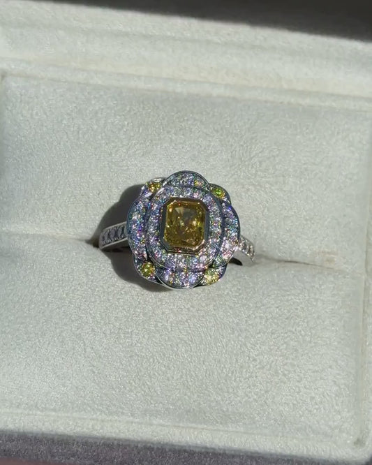 Rose Fancy Intense Yellow Diamond Ring